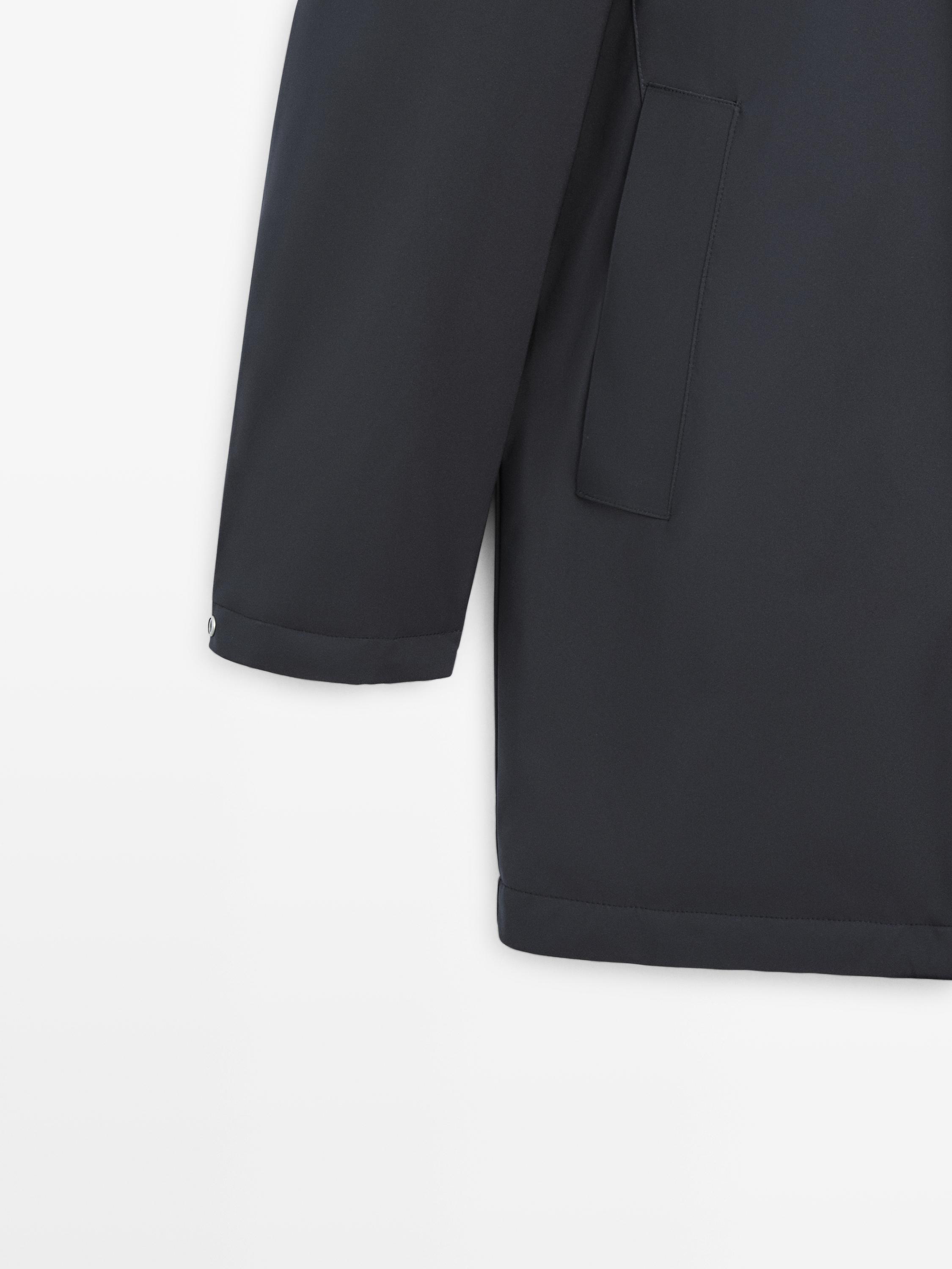 Water-repellent down blend hooded parka